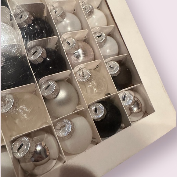 Elegant Black and White Set of 49 Mini Round Glass Ornaments Target Brand - Picture 4 of 11